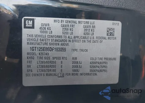 2013 GMC Sierra 2500Hd Denali from USA, damaged, VIN 1GT125E86DF183059